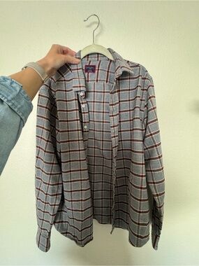 Men’s UNTUCKit Grey and Brown Plaid Button-up Shirt